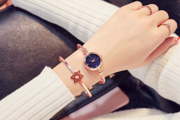 Fashion Retro Small Fresh Female Bracelet Watch Alloy Case Stainless Steel Strap Round Dial