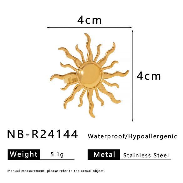 Fashion Retro Smooth Texture Gold Plated Stainless Steel Geometric Ring With Electroplating For Unisex