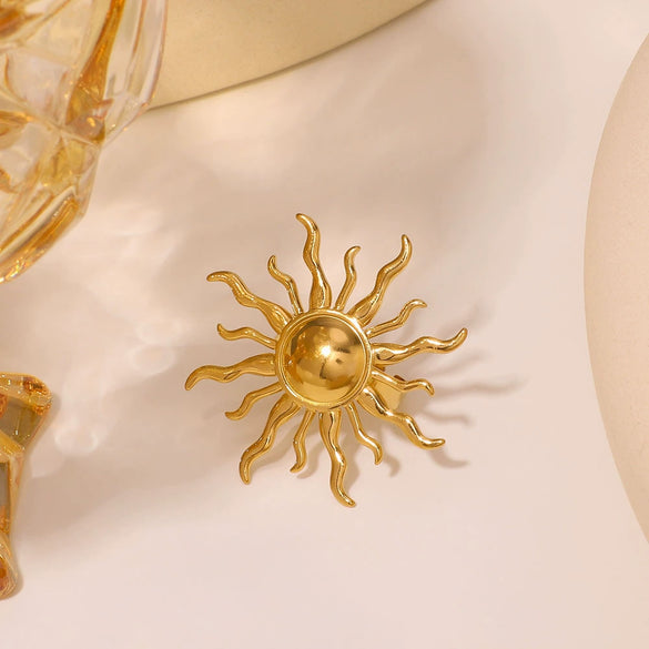 Fashion Retro Smooth Texture Gold Plated Stainless Steel Geometric Ring With Electroplating For Unisex