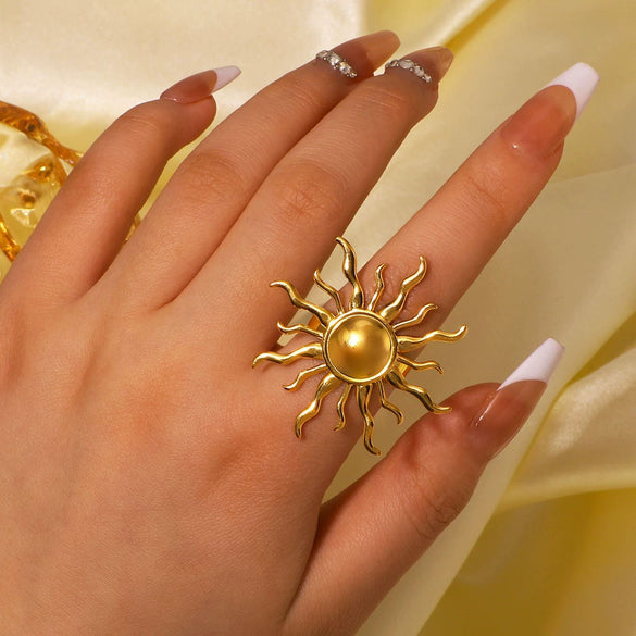 Fashion Retro Smooth Texture Gold Plated Stainless Steel Geometric Ring With Electroplating For Unisex