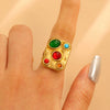 Fashion Retro Smooth Texture Ring Stainless Steel Nonfading Geometric Electroplated Unisex