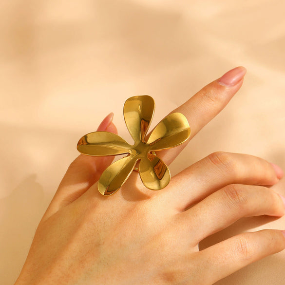Fashion Retro Smooth Texture Ring Stainless Steel Nonfading Geometric Electroplated Unisex