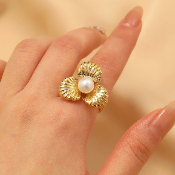 Fashion Retro Smooth Texture Ring Stainless Steel Nonfading Geometric Electroplated Unisex