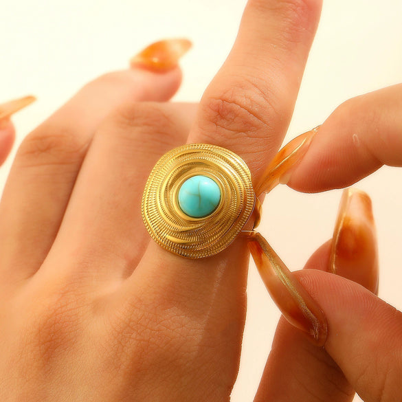 Fashion Retro Smooth Texture Ring Stainless Steel Nonfading Geometric Electroplated Unisex