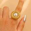 Fashion Retro Smooth Texture Ring Stainless Steel Nonfading Geometric Electroplated Unisex