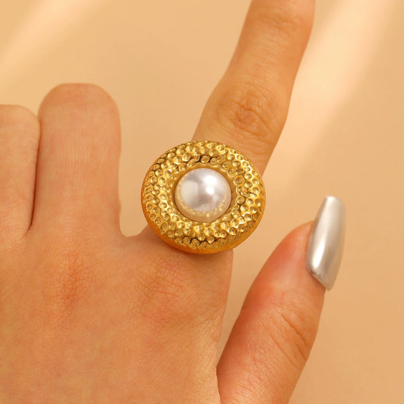 Fashion Retro Smooth Texture Ring Stainless Steel Nonfading Geometric Electroplated Unisex