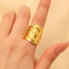 Fashion Retro Smooth Texture Ring Stainless Steel Nonfading Geometric Electroplated Unisex