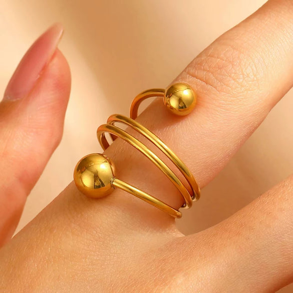 Fashion Retro Smooth Texture Ring Stainless Steel Nonfading Geometric Electroplated Unisex