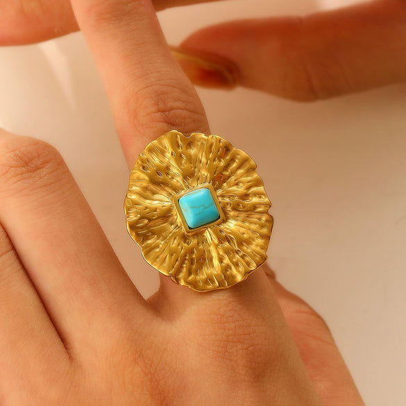 Fashion Retro Smooth Texture Ring Stainless Steel Nonfading Geometric Electroplated Unisex