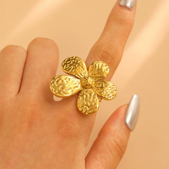 Fashion Retro Smooth Texture Ring Stainless Steel Nonfading Geometric Electroplated Unisex
