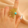 Fashion Retro Smooth Texture Ring Stainless Steel Nonfading Geometric Electroplated Unisex