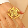 Fashion Retro Smooth Texture Ring Stainless Steel Nonfading Geometric Electroplated Unisex