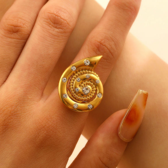 Fashion Retro Smooth Texture Ring Stainless Steel Nonfading Geometric Electroplated Unisex