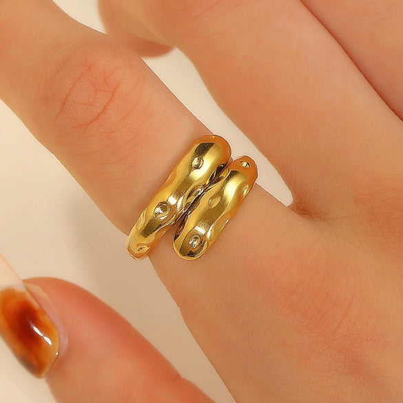 Fashion Retro Smooth Texture Ring Stainless Steel Nonfading Geometric Electroplated Unisex