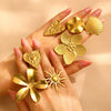 Fashion Retro Smooth Texture Ring Stainless Steel Nonfading Geometric Electroplated Unisex