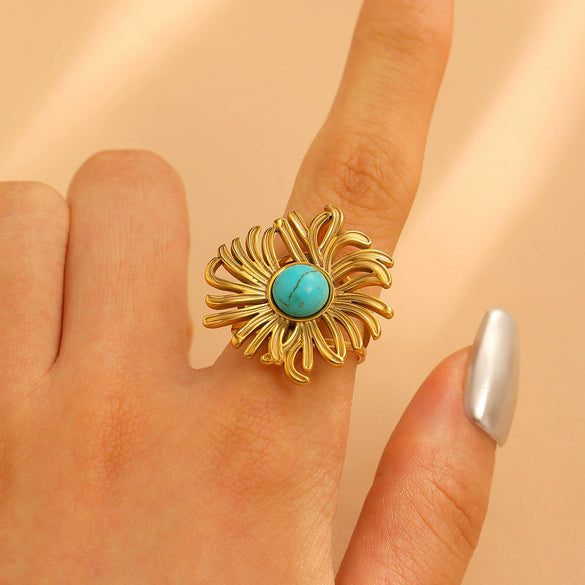 Fashion Retro Smooth Texture Ring Stainless Steel Nonfading Geometric Electroplated Unisex