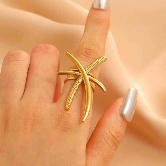 Fashion Retro Smooth Texture Ring Stainless Steel Nonfading Geometric Electroplated Unisex