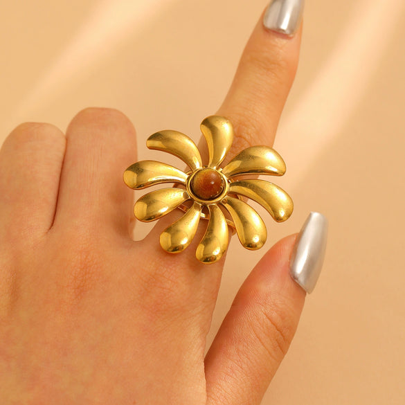 Fashion Retro Smooth Texture Ring Stainless Steel Nonfading Geometric Electroplated Unisex