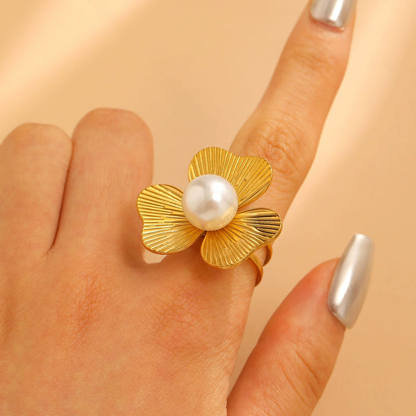 Fashion Retro Smooth Texture Ring Stainless Steel Nonfading Geometric Electroplated Unisex