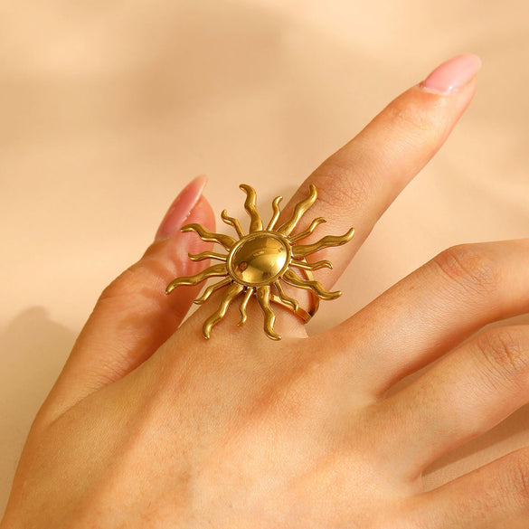 Fashion Retro Smooth Texture Ring Stainless Steel Nonfading Geometric Electroplated Unisex