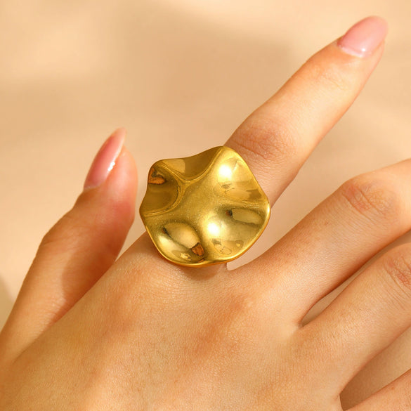 Fashion Retro Smooth Texture Ring Stainless Steel Nonfading Geometric Electroplated Unisex