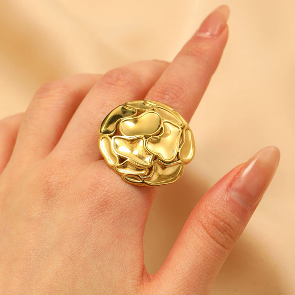 Fashion Retro Smooth Texture Ring Stainless Steel Nonfading Geometric Electroplated Unisex