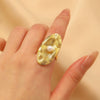 Fashion Retro Smooth Texture Ring Stainless Steel Nonfading Geometric Electroplated Unisex