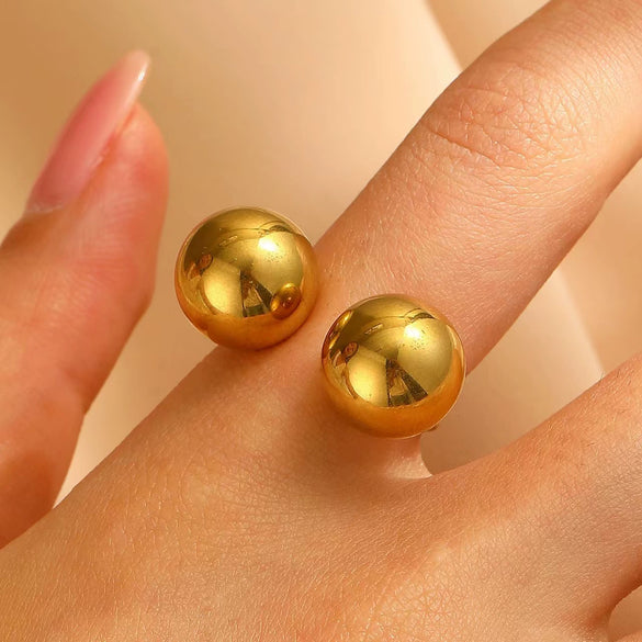 Fashion Retro Smooth Texture Ring Stainless Steel Nonfading Geometric Electroplated Unisex