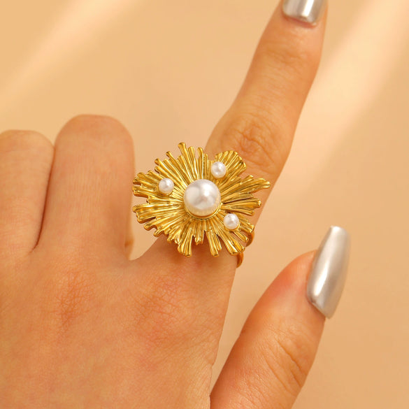 Fashion Retro Smooth Texture Ring Stainless Steel Nonfading Geometric Electroplated Unisex