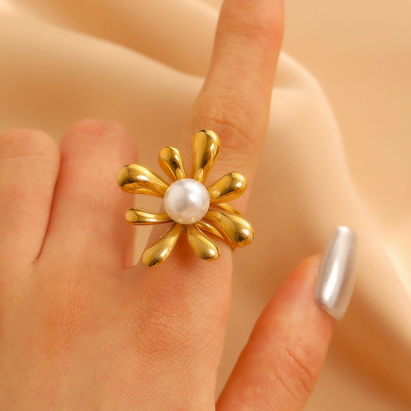 Fashion Retro Smooth Texture Ring Stainless Steel Nonfading Geometric Electroplated Unisex