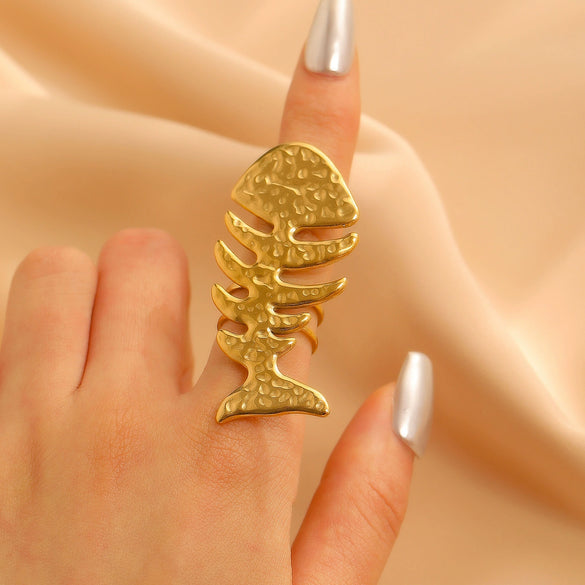 Fashion Retro Smooth Texture Ring Stainless Steel Nonfading Geometric Electroplated Unisex