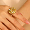 Fashion Retro Smooth Texture Ring Stainless Steel Nonfading Geometric Electroplated Unisex