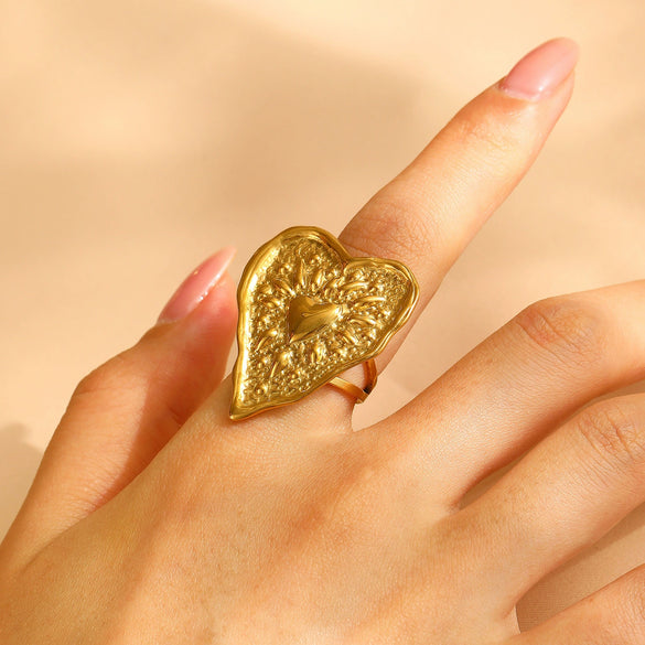 Fashion Retro Smooth Texture Ring Stainless Steel Nonfading Geometric Electroplated Unisex
