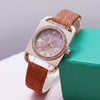 Fashion Retro Square Rhinestone Quartz Watch For Female Students Pu Strap Alloy Case