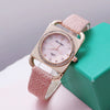 Fashion Retro Square Rhinestone Quartz Watch For Female Students Pu Strap Alloy Case