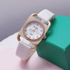 Fashion Retro Square Rhinestone Quartz Watch For Female Students Pu Strap Alloy Case