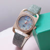 Fashion Retro Square Rhinestone Quartz Watch For Female Students Pu Strap Alloy Case