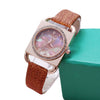 Fashion Retro Square Rhinestone Quartz Watch For Female Students Pu Strap Alloy Case