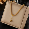 Fashion Retro Stacked Chain Stainless Steel Butterfly Moon Pearl Pendant Necklace For Women With Electroplating