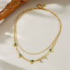 Fashion Retro Stacked Stainless Steel Goldplated Clavicle Chain Doublelayer Geometric Women's Necklace