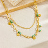 Fashion Retro Stacked Stainless Steel Goldplated Clavicle Chain Doublelayer Geometric Women's Necklace