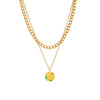 Fashion Retro Stainless Steel Compass Pendant Double Chain Electroplated Jewelry Necklace For Women