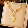 Fashion Retro Stainless Steel Compass Pendant Double Chain Electroplated Jewelry Necklace For Women