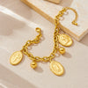 Fashion Retro Stainless Steel Oval Coin Pendant O Chain Jewelry Gold Plated