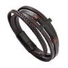 Fashion Retro Style Alloy Bracelet With Cross Design Magnetic Buckle Multilayer Simple Woven Leather Electroplated