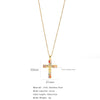 Fashion Retro Style Stainless Steel Cross Pendant Ochain Necklace With Copper Zirconium And Colored Diamond Electroplated Waterproof Fadeless Unisex Jewelry