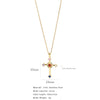 Fashion Retro Style Stainless Steel Cross Pendant Ochain Necklace With Copper Zirconium And Colored Diamond Electroplated Waterproof Fadeless Unisex Jewelry