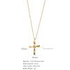 Fashion Retro Style Stainless Steel Cross Pendant Ochain Necklace With Copper Zirconium And Colored Diamond Electroplated Waterproof Fadeless Unisex Jewelry