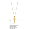 Fashion Retro Style Stainless Steel Cross Pendant Ochain Necklace With Copper Zirconium And Colored Diamond Electroplated Waterproof Fadeless Unisex Jewelry