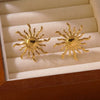 Fashion Retro Sun Turbine Stainless Steel Earrings With Stamping Design